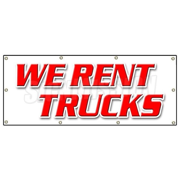WE RENT TRUCKS BANNER SIGN one way moving daily box pick up sell boxes